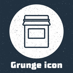 Poster - Grunge line Jam jar icon isolated on grey background. Monochrome vintage drawing. Vector