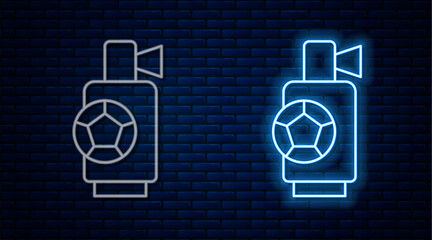 Wall Mural - Glowing neon line Air horn icon isolated on brick wall background. Sport fans or citizens against government and corruption. Vector