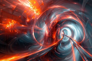 Wall Mural - A colorful, abstract image of a spiral with red and blue swirls