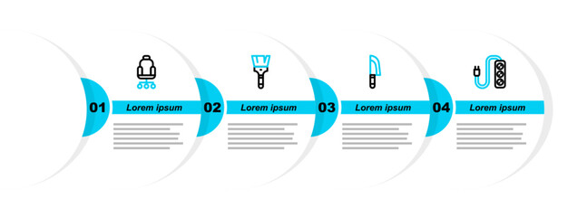Poster - set line electric extension, knife, paint brush and office chair icon. vector