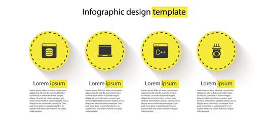 Set Server, Data, Web Hosting, Laptop, Software and Coffee cup go. Business infographic template. Vector
