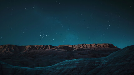 Wall Mural - Stunning night view of arid hills and starlit sky