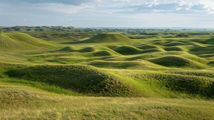 Wall Mural - A landscape of rolling hills and mounds a telltale sign of the continuous movement of soil and rock.