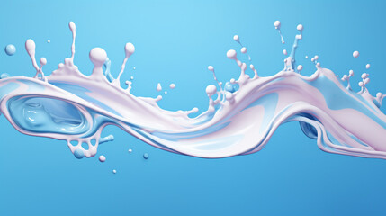 Wall Mural - Milky Wave Splash in 3D Rendering - Abstract Milk Ripples Background for Designs and Creativity. Stock Illustration Concept.