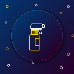 Wall Mural - Line Hairdresser pistol spray bottle with water icon isolated on blue background. Colorful outline concept. Vector