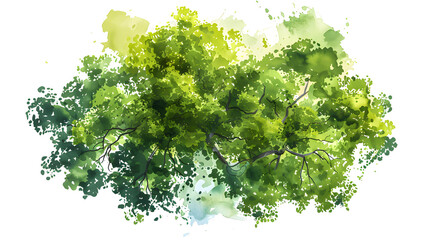 clipart illustration of watercolor tree top view on a white background, suitable for crafting and di
