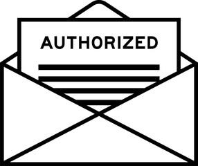 Sticker - Envelope and letter sign with word authorized as the headline