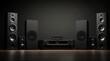 © Prateek - A loudspeakers for music and sound surround home theatre system placed in dark background with copy space, sound system banner design