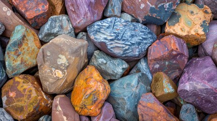 Wall Mural - a collection of rocks displaying a diverse range of colors and textures of varnish representing the 
