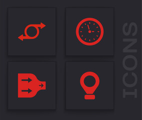 Poster - Set Location, Arrow, Clock and icon. Vector