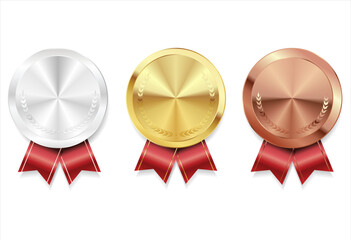 Wall Mural - gold silver and bronze medal set vector illustration