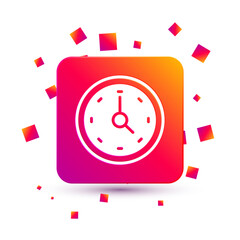 Poster - White Clock icon isolated on white background. Time symbol. Square color button. Vector