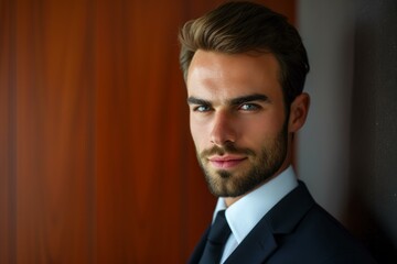 Poster - Portrait of a handsome young professional with a beard in formal attire