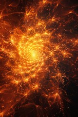 Wall Mural - A spiral of orange and black flames. galaxy background