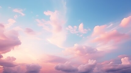 Wall Mural - beautiful sky and clouds in pink and blue colors, soft focus photo, nature background