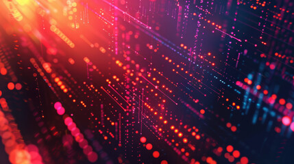 Poster - futuristic abstract digital background with glowing dots and lines in vibrant colors, representing d