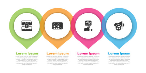 Poster - Set Music wave equalizer, , recording studio and Speaker volume. Business infographic template. Vector