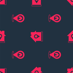 Poster - Set Location with house and on seamless pattern. Vector