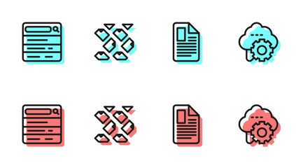 Aufkleber - Set line File document, Search engine, Data stream and Cloud technology data transfer icon. Vector