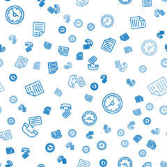 Poster - Set line Telephone conversation, Clock and File document on seamless pattern. Vector