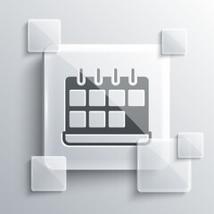 Poster - Grey Calendar icon isolated on grey background. Event reminder symbol. Square glass panels. Vector