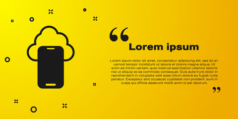 Poster - Black Cloud technology data transfer and storage icon isolated on yellow background. Vector