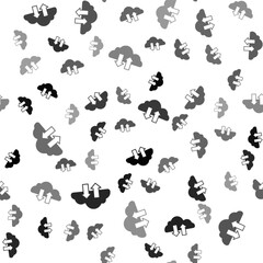 Poster - Black Cloud download and upload icon isolated seamless pattern on white background. Vector