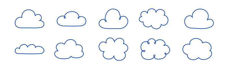 Wall Mural - Set with cartoon cloud icons. Vector illustration