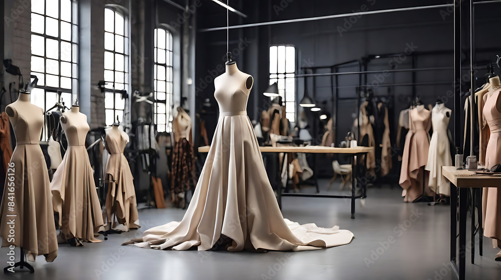 A fashion dress design studio or atelier workshop for fashion house ...