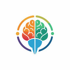 Wall Mural - brain and head icon logo. mental health.