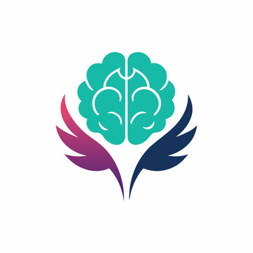 brain and head icon logo. mental health.