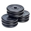 © OPP-786 - Stack of black weight plates isolated white background, transparent background.