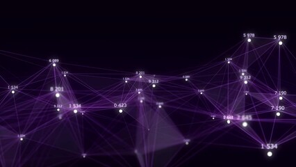 Wall Mural - Blue network connection structure. Stream of binary code. Digital background with dots, numbers and lines. Big data visualization. 3D rendering.