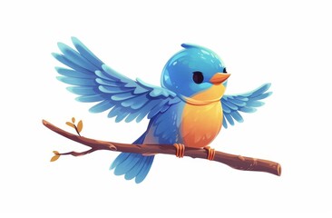 Sticker - An illustration of a cute blue bird in various poses