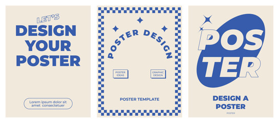 Poster - Retro poster with graphic elements of geometrical shapes vector. Trendy Y2k backgrounds for posters, prints, invitations or cards.

