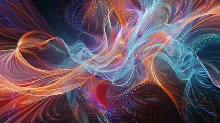 Poster - A mesmerizing digital painting of electroluminescent wires intertwining and forming intricate patterns, reminiscent of a celestial tapestry.
