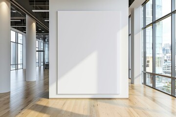 Poster - Two meeting rooms and a large white wall in an office lobby