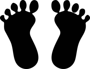 Wall Mural - Footprints human silhouette vector. Shoe sole print. Foot print tread, boots, sneakers. Impression icon barefoot Footsteps and children.