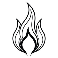 Wall Mural - Elegant black and white flame illustration, vector fire icon, simple flame tattoo design