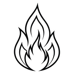 Wall Mural - Minimalist Flame Icon. Black Vector Fire Symbol.