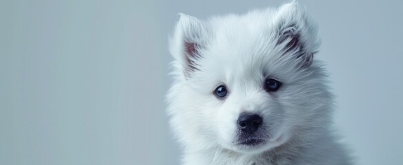Fluffy White Puppy with Blue Eyes