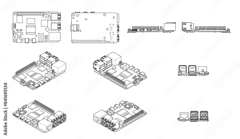 Raspberry Pi 4 Model B Vector Pack Stock Vector | Adobe Stock