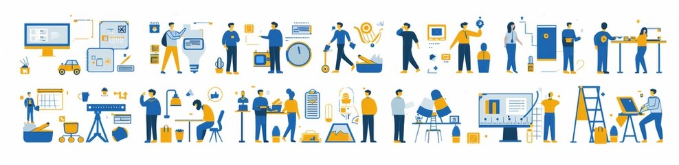 A collection of flat modern illustrations of business concepts. Suitable to use as web banners, infographics, web templates, landing pages, etc.