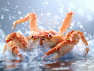 Wall Mural - Food poster King crabs are thrown into the water to splash