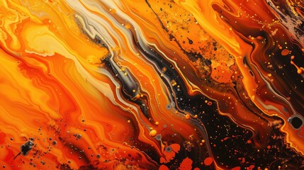 Wall Mural - Abstract digital painting on a backdrop of orange