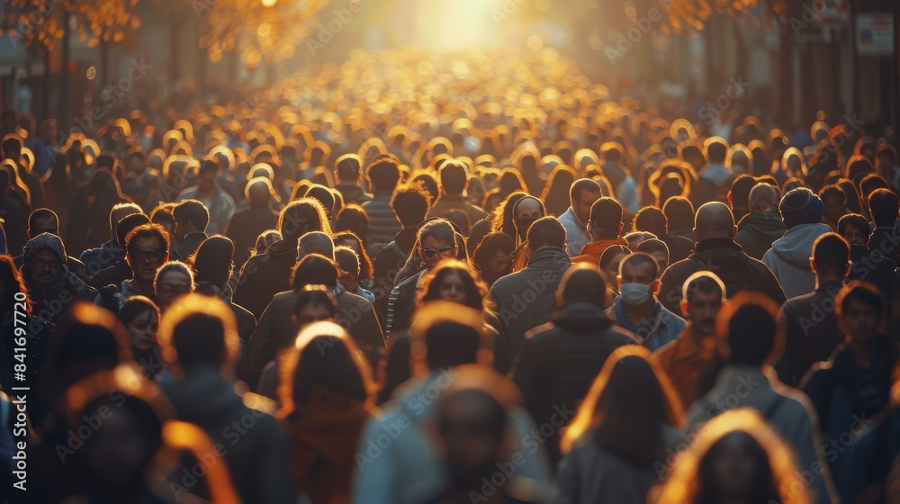Large Crowd of People Walking in City Street During Daytime Stock Photo ...