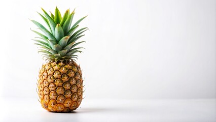 Poster - Isolated pineapple on white background, tropical, fruit, healthy, fresh, sweet, exotic, vibrant, juicy, yellow, delicious, single, whole, spiky, isolated, organic, ingredient, snack, diet