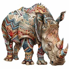 Wall Mural - Rhinoceroses cartoon Bohemian