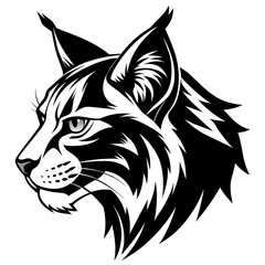  Bobcat head side view vector silhouette  vector  illustration 