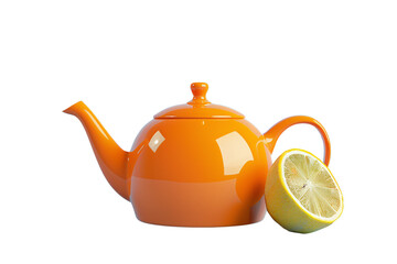 Poster - an orange teapot next to a lemon